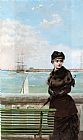 An elegant Woman at St. Malo by Vittorio Matteo Corcos